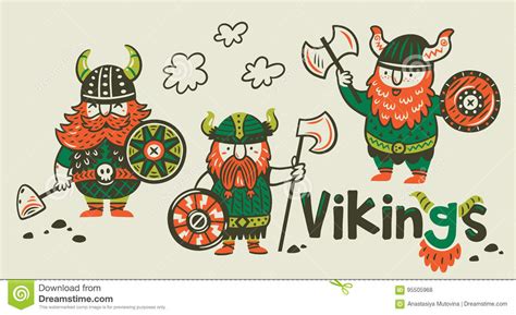 Cartoon Ship Scandinavian Viking Drakkar Stock Vector Illustration