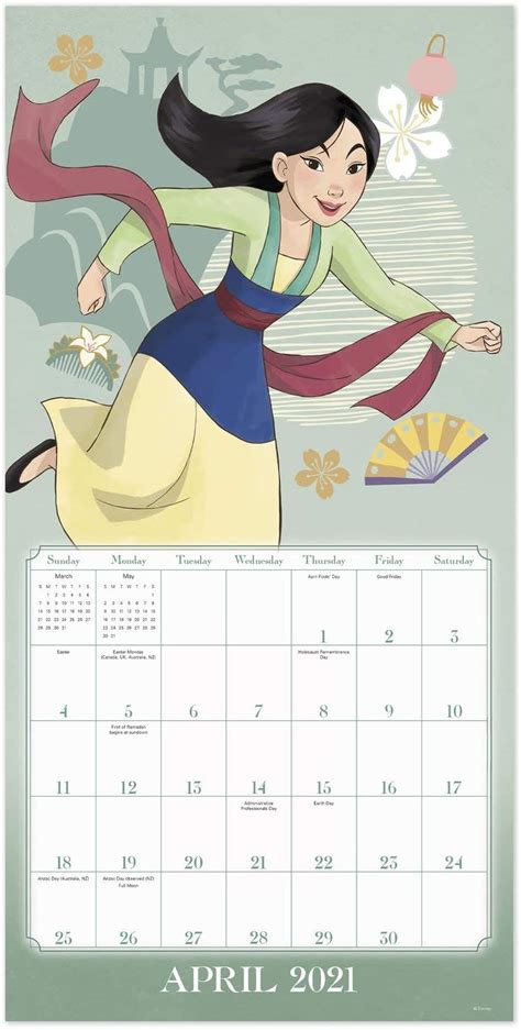 Disney Princess New Monthly Wall Calendar 2021