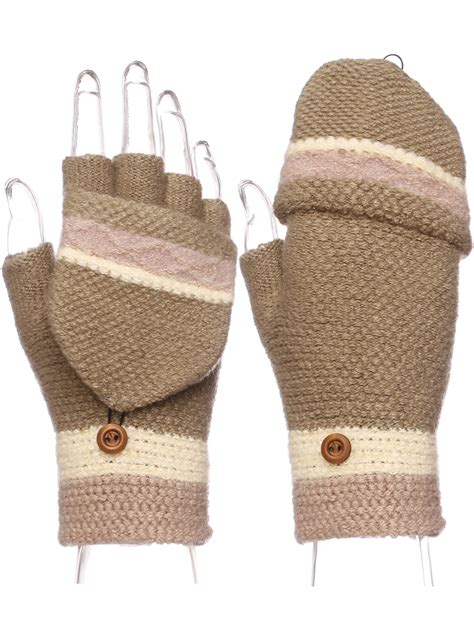 Emmalise Women Winter Fingerless Holiday Mitten Knitted Gloves Foldable