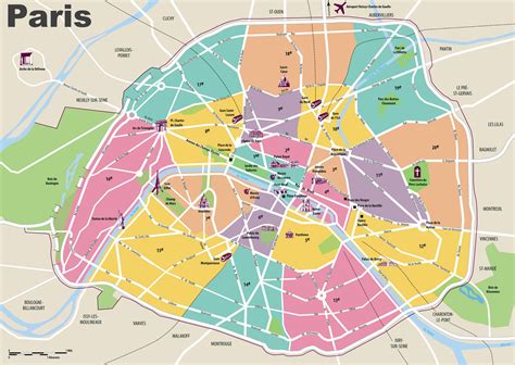 Paris Travel Map With Tourist Attractions And Arrondissements Tourist