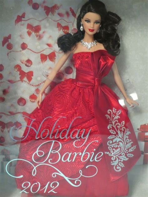 Vintage 2012 Holiday Barbie Dollrare Brunette Long Hair~long Red Dressnib Mattel In 2020