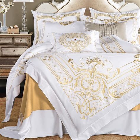 White Egyptian Cotton Bedding Set Super King Queen Size Bed Set Luxury