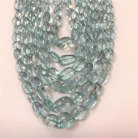 Shop Blue Aquamarine Smooth Tumble Nuggets Beads Free Shipping