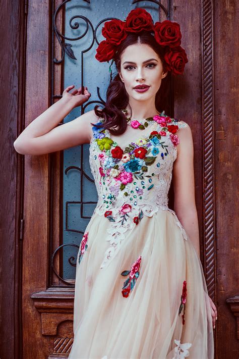 Boldly Boho Embroidered Wedding Dresses With Colourful Florals