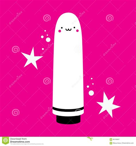 Handdrawn Illustration With Cute Vibrator On Pink Background Stock Vector Illustration Of