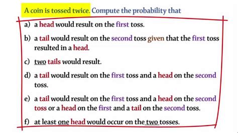 Probability Tossing 2 Coins Headtail Youtube