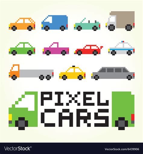 Pixel Art Cars Isolated Set Royalty Free Vector Image