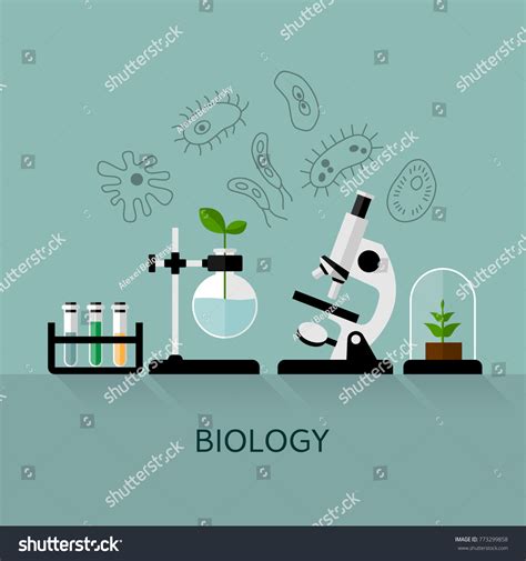 Biology Concept Banner Flat Style Design Stock Vector Royalty Free