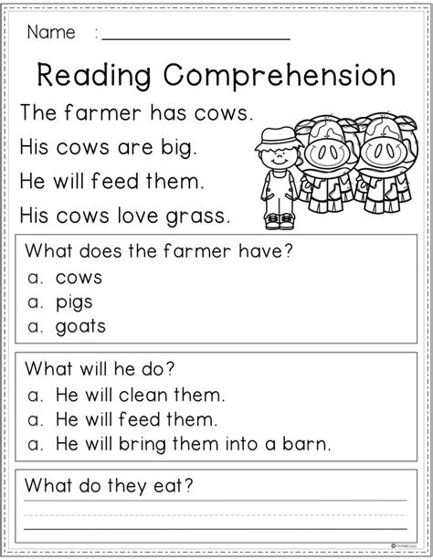1st Grade Reading Comprehension Worksheet Printables