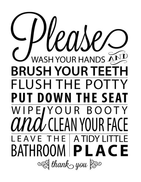 Black and white typographic design. 40 Fabulously Free Bathroom & Laundry Room Printables