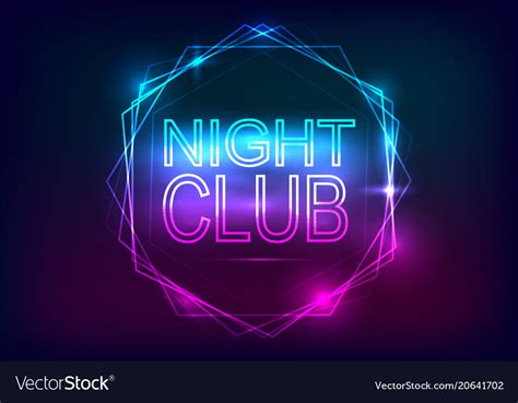 Night Club Advertisement Template Neon Style Vector Image