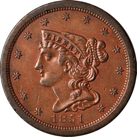 Value Of 1851 Braided Hair Half Cent Rare Coin Experts