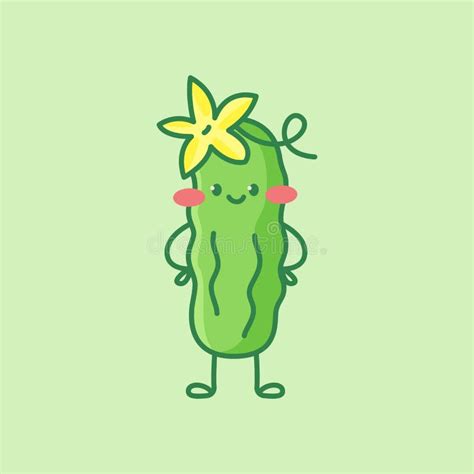 Cute Cucumber Character Cartoon Vector Isolated Illustration Stock