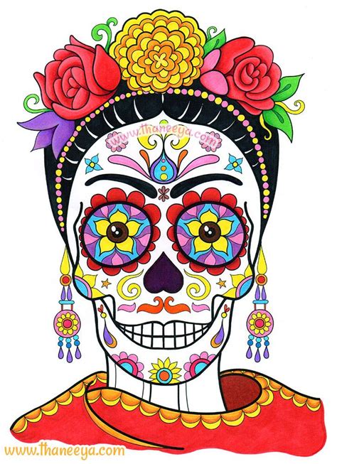 Frida Kahlo Dia De Muertos Frida Sugar Skull By Thaneeya Mcardle