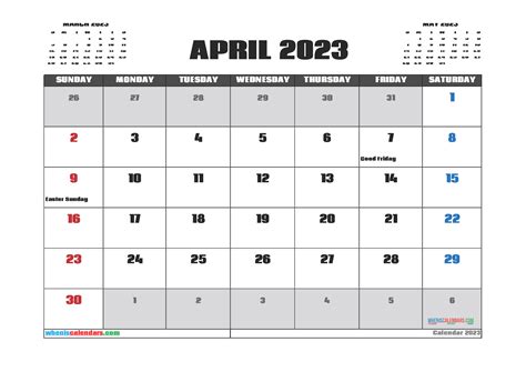 April And May Calendar 2023 Calendar 2023 With Federal Holidays