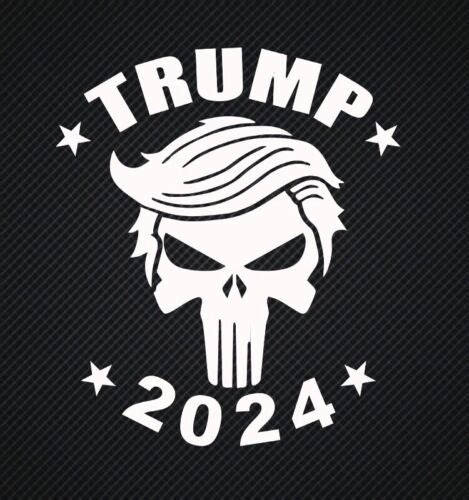 Donald Trump Punisher Hair Skull Bumper Sticker Decal 2024 President