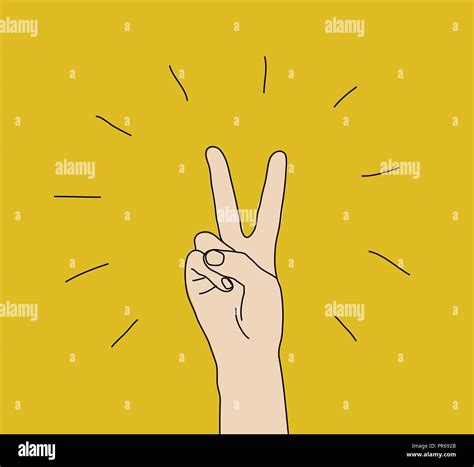 Hand Victory Gesture Sign Win Expression Symbol Stock Vector Image