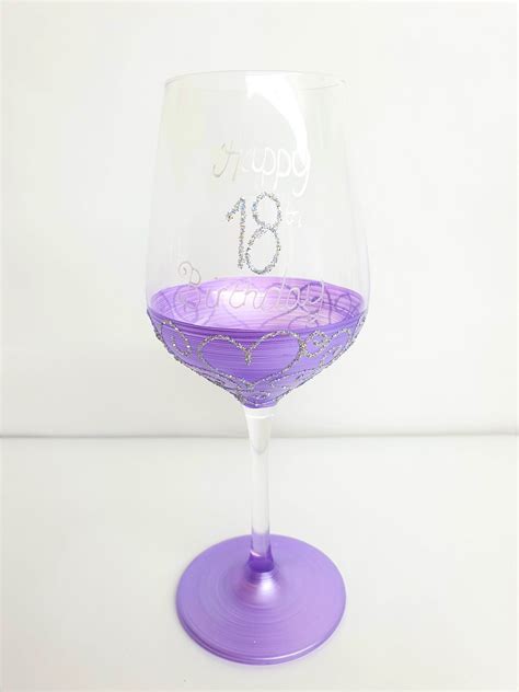 18th Birthday Wine Glass Purple Getcha Ts