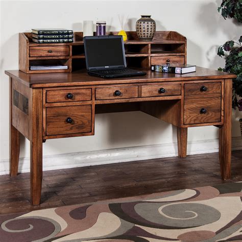 Writing Desk With Keyboard Drawer And Hutch By Sunny Designs Wolf And