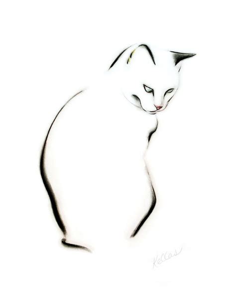 Elegant Cat Signed Print — Kellas Campbell Art Art Cat Art Bird Art