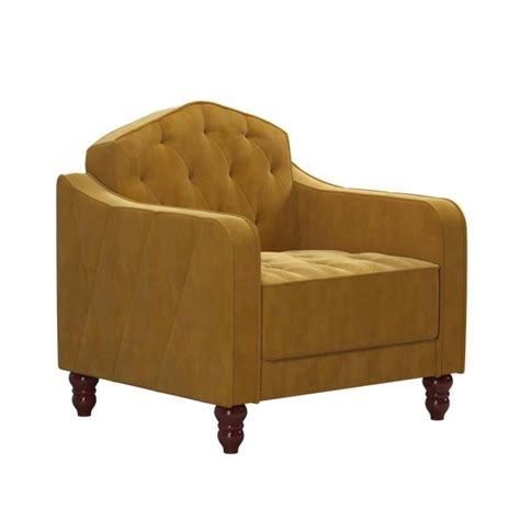 Rated 5.0 out of 5. Novogratz Vintage Tufted Mustard Yellow Velvet Armchair ...
