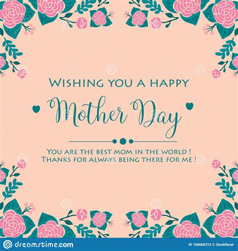 elegant ornate of rose pink flower frame for cute happy mother day cards design vector stock