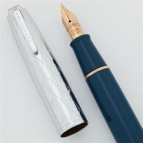 Waterman Lady Garland Fountain Pen Teal Blue Chrome Cap Medium Semi