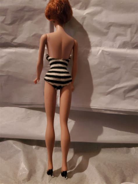 Vintage Mattel Barbie Doll Bubble Cut Titian Red Hair Striped Swimsuit Ebay