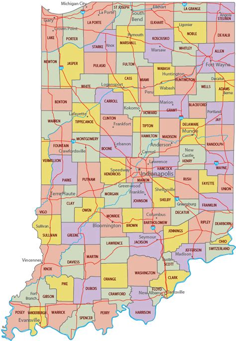 Vector Map Of Indiana Political One Stop Map In Print