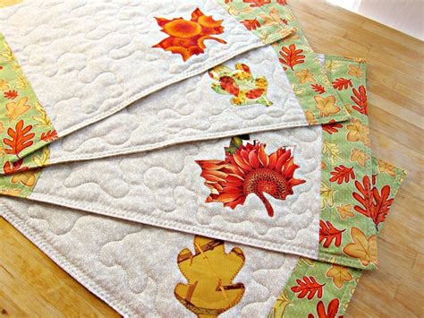 Quilted Placemats Autumn Placemats Fall Placemats Leaf Placemats