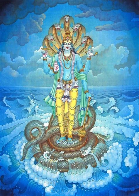 Lord Vishnu The Preserver God Lord Ganesha Paintings Vedic Art