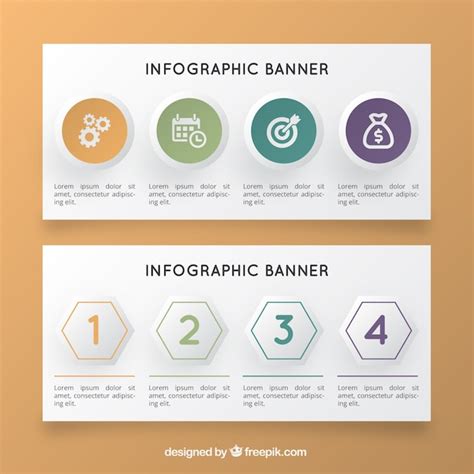 Free Vector Realistic Infographic Banners With Geometric Shapes