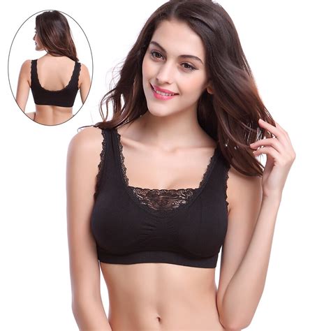 Buy Sexy Wireless Lace Contour Strap Bra Solid Color Yoga Sport Bras Push Up