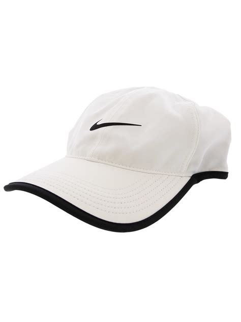 Nike White Black Aerobill Featherlight Tennis Cap Hat One Size