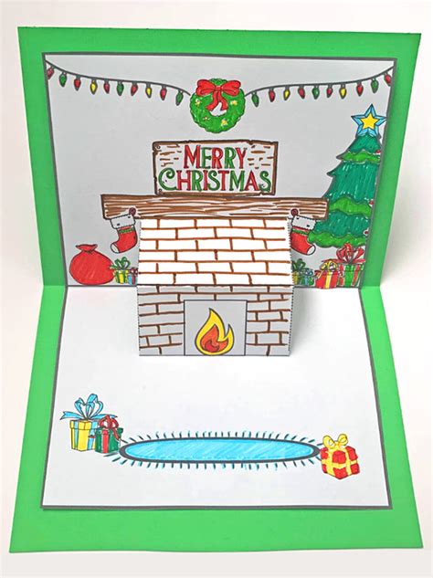 Christmas Pop Up Card Printable Decorate The Holiday Mantlepiece