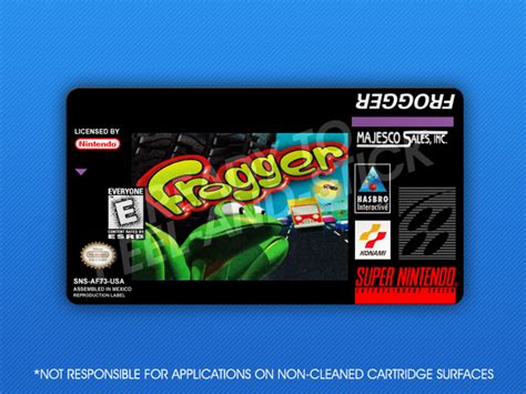 Snes Frogger Label Retro Game Cases