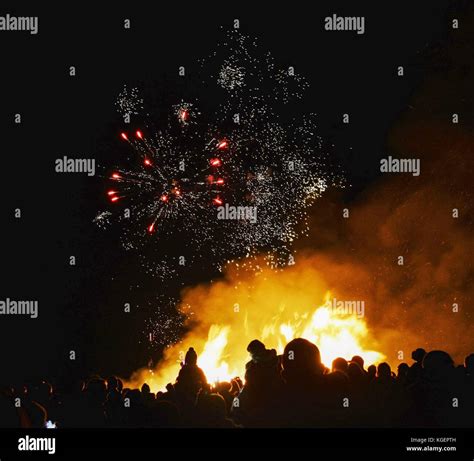 Bonfire Night Fireworks At Beck Row Village In England Stock Photo Alamy