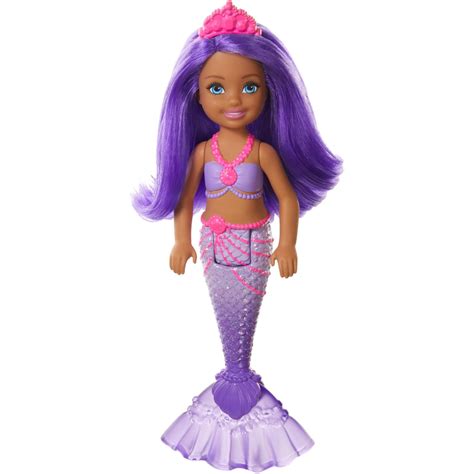 buy barbie dreamtopia chelsea mermaid doll 6 5 inch with purple hair and tail online at lowest