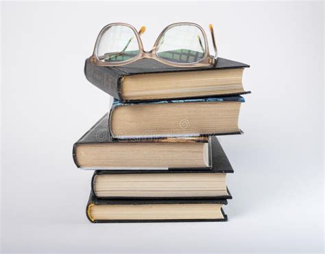 Eyeglasses At Books Stack Education And Reading Concept Stock Image Image Of Book Open