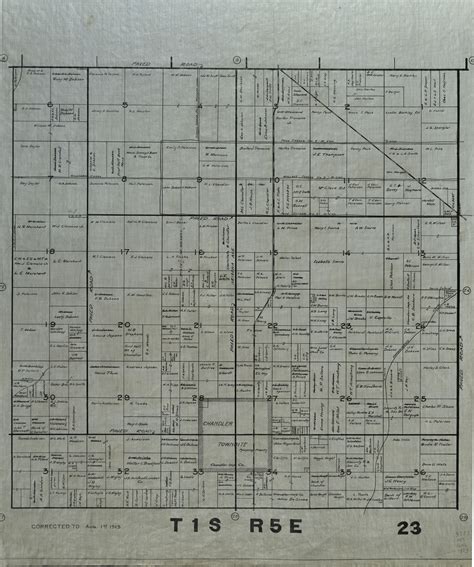 1923 Maricopa County Arizona Land Ownership Plat Map T1s R5e Arizona