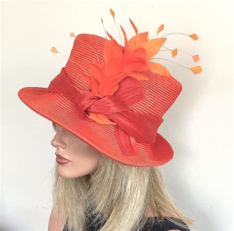 Kentucky Derby Hat Orange Derby Hat Wedding Hat Formal Summer Hat