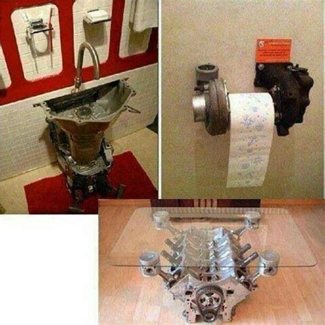 Cheap home decor, everything under $10. I love it! Transmission sink, turbo t/p holder and a ...