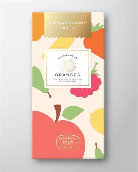 Dried Fruits Label Packaging Design Layout Abstract Vector Paper Box