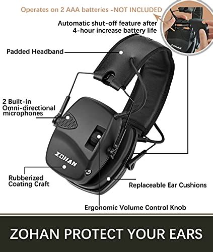 Zohan Em054 Electronic Shooting Ear Protection Set With Glasses