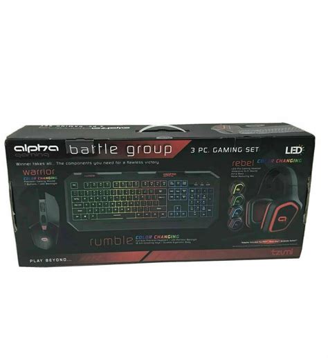 Tzumi Alpha Gaming Battle Group 3 Pieces Keyboard Mouse Headset For Pc