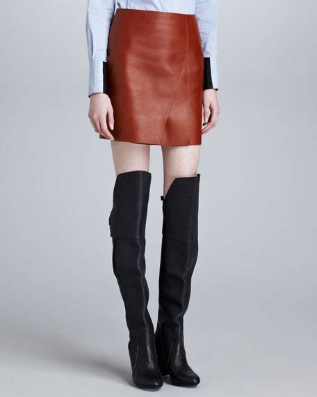 31 Phillip Lim Layered Leather Miniskirt Cognac