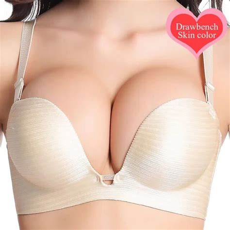 comfy women sexy seamless underwire bras deep v plunge push up bra brassiere 34 36 38 b in bras