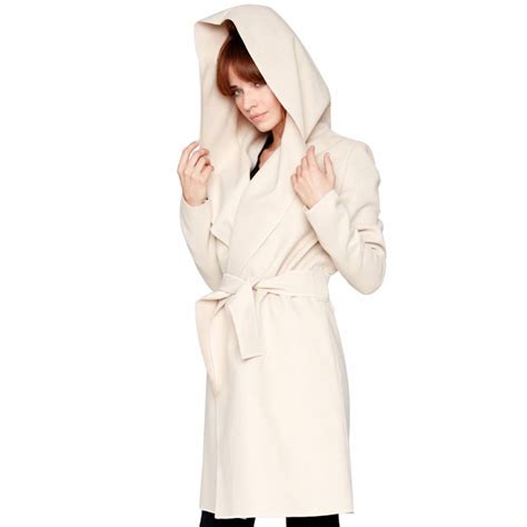 Cream Hooded Wool Cashmere Coat BrandAlley