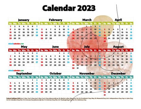 Free 2023 Printable Yearly Calendar Premium Template 2662 Printable