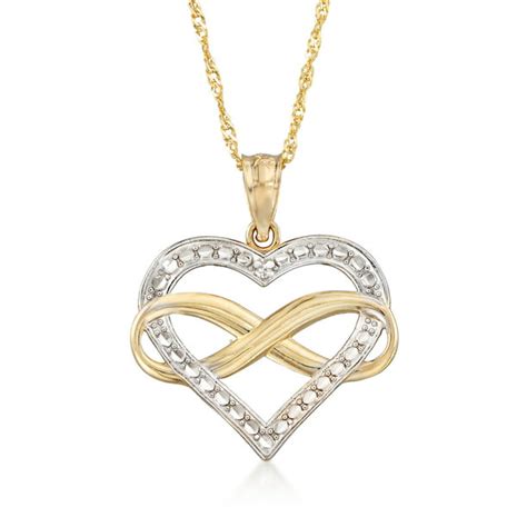 ross simons ross simons 14kt 2 tone gold diamond cut infinity heart pendant necklace walmart
